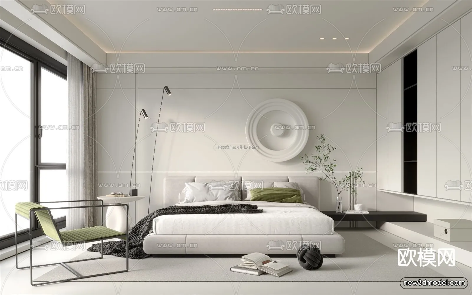Minimalist Style Interior 3D Blocks – Bedroom 3D Model – 214 – CORONA