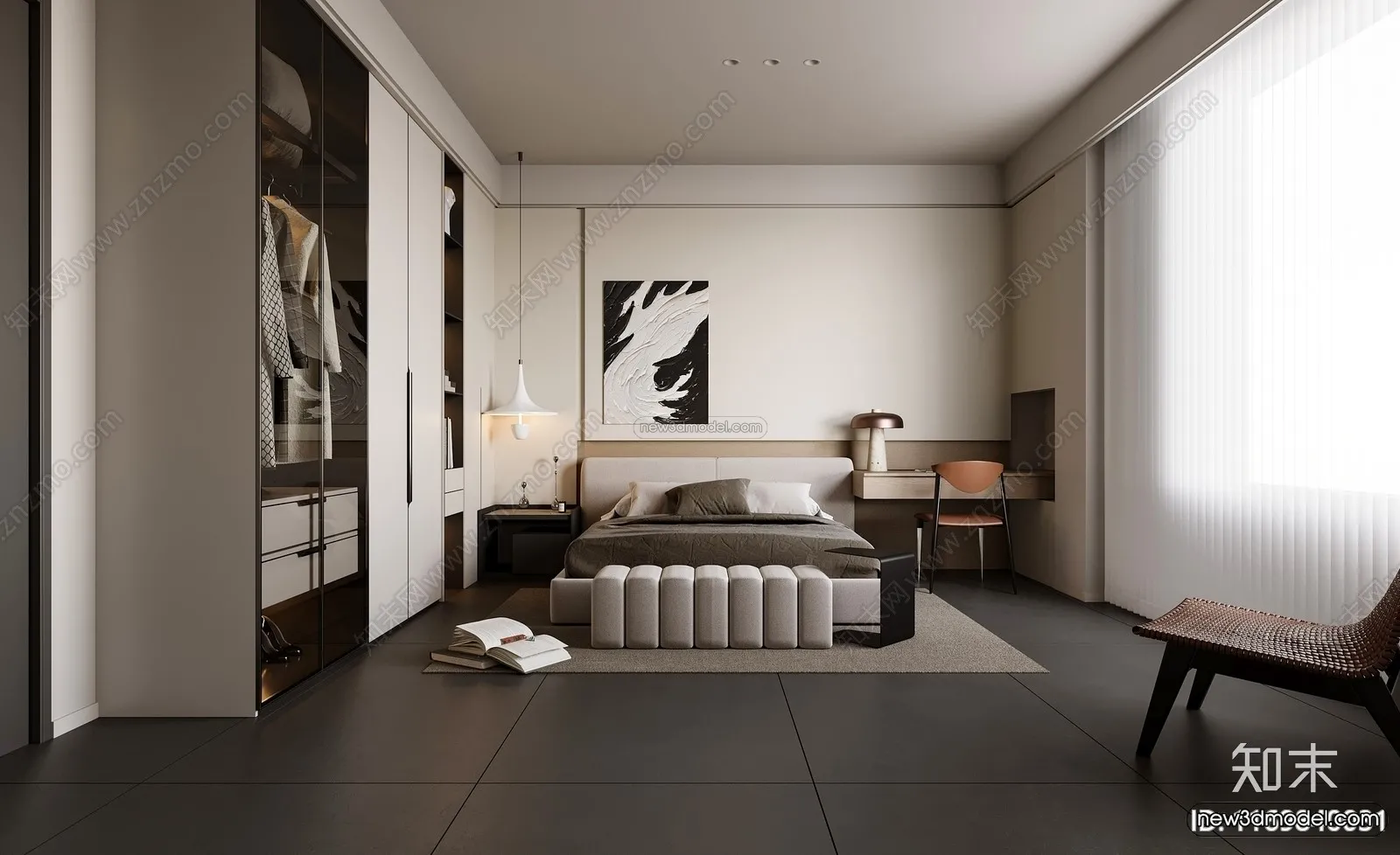 Minimalist Style Interior 3D Blocks – Bedroom 3D Model – 219 – CORONA