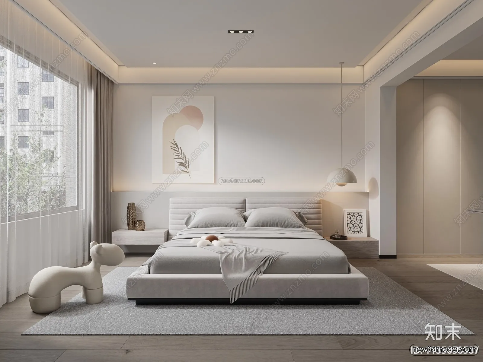 Minimalist Style Interior 3D Blocks – Bedroom 3D Model – 223 – CORONA