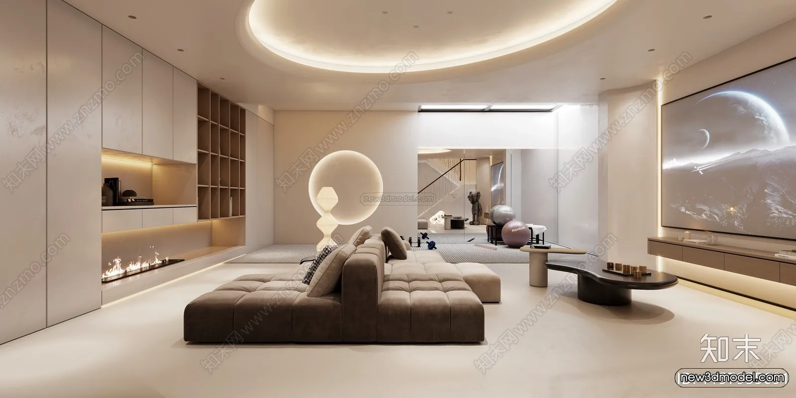 Minimalist Style Interior 3D Blocks – Living Room 3D Model – 012 – VRAY