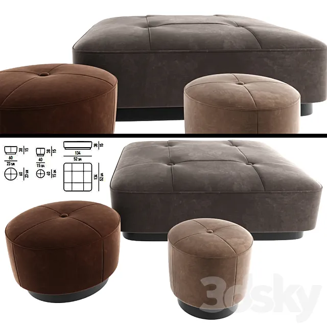 Minnoti Jacques Poufs Velvet 3DS Max Model