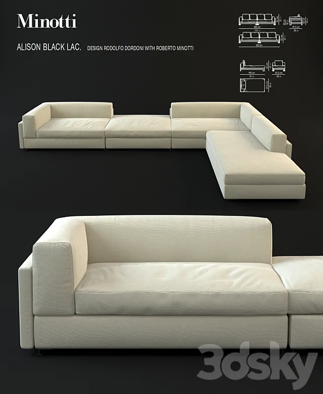 Minotti Alison L sofa – Rodolfo Dordoni and Roberto Minotti – 2010 3DS Max Model