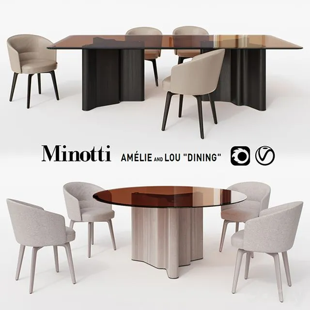 Minotti. Amelie and Lou Dining 3dsMax Model