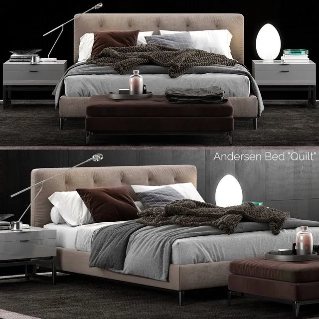 Minotti Andersen Bed Quilt 3dsMax Model