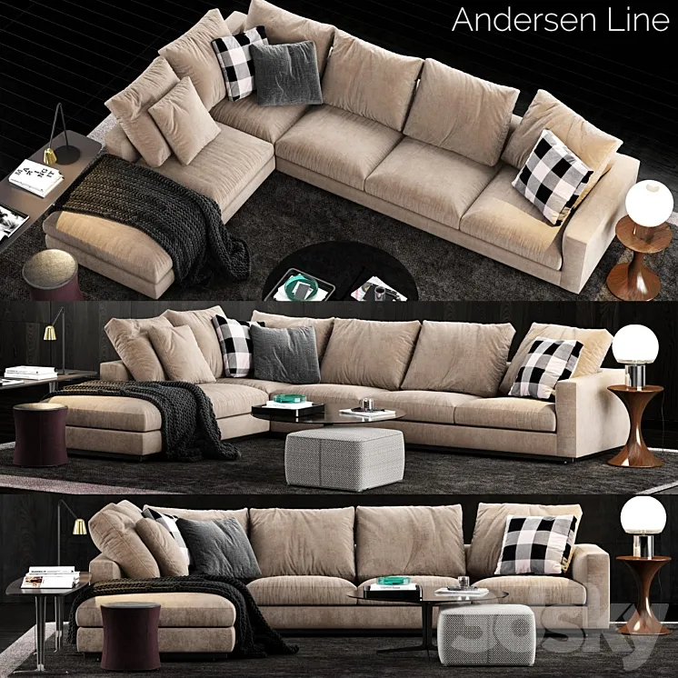 Minotti Andersen Line Sofa 2 3DS Max