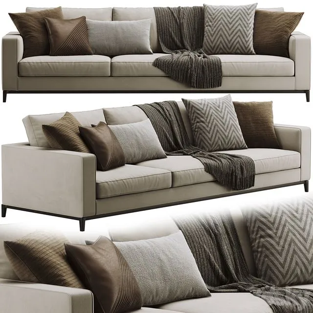Minotti Andersen Sofa (with plaid and pillows) 3dsMax Model