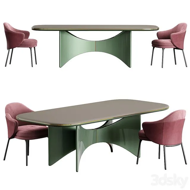 Minotti angie dining Chair Turri Blues Table 3dsMax Model