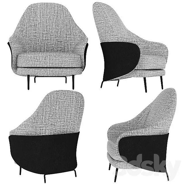 Minotti Angie GamFratesi design armchair 3DS Max Model