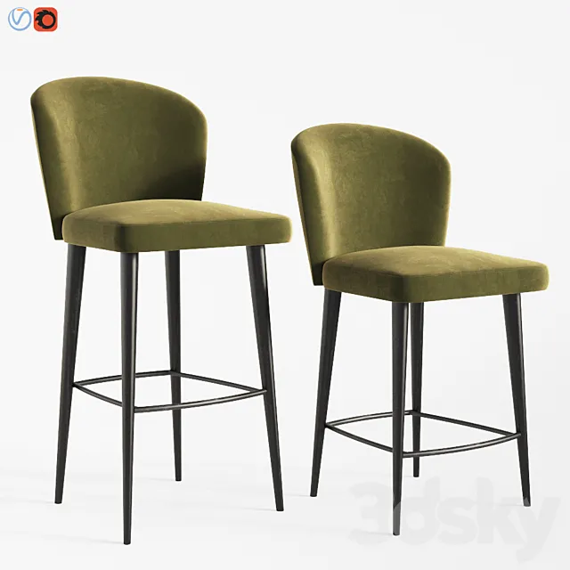 Minotti Aston – Barstool and Counter Stool 3ds Max