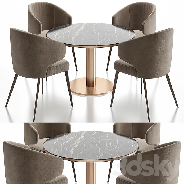 Minotti Aston Dining Chair and table 3ds Max