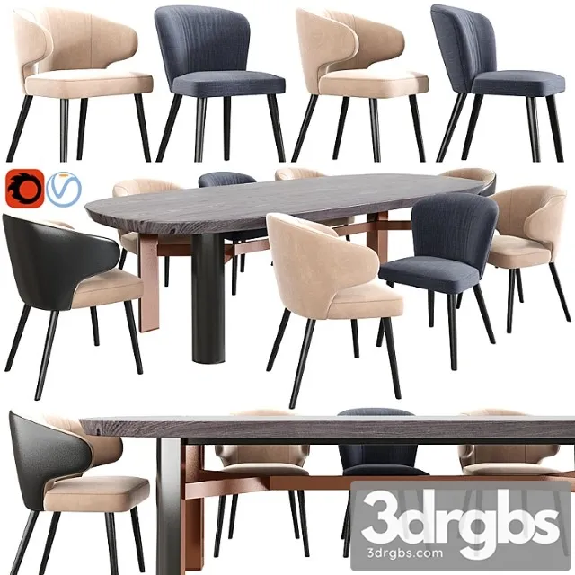 Minotti Aston Dining Chair Set 3dsmax Download