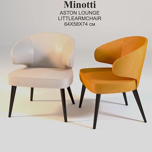 Minotti ASTON LOUNGE LITTLEARMCHAIR 64X58X74 cm 3DS Max Model