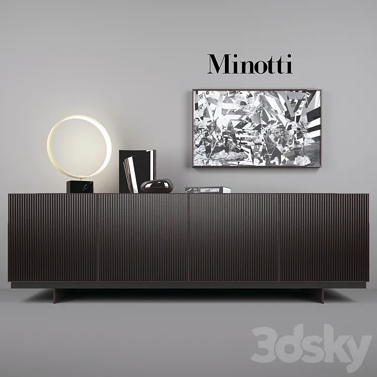 Minotti Aylon Sideboard with Accessories 3DS Max
