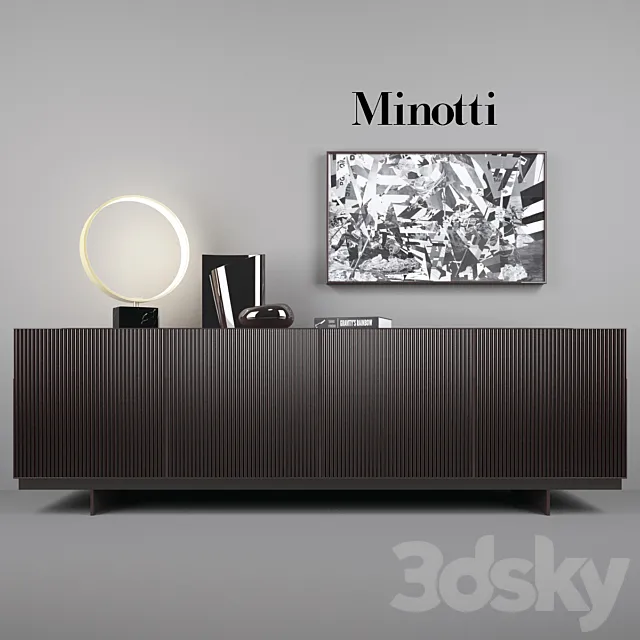 Minotti Aylon Sideboard with Accessories 3DSMax File