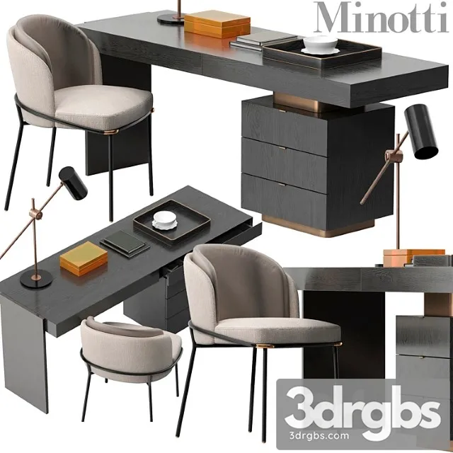 Minotti Carson Desk Set 3dsmax Download