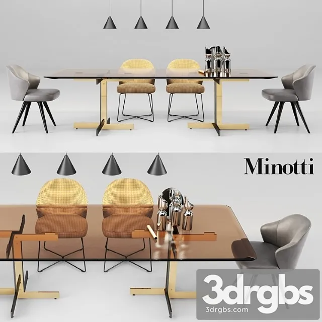 Minotti Catlin Dining Table And Leslie Dining Chairs 1 3dsmax Download
