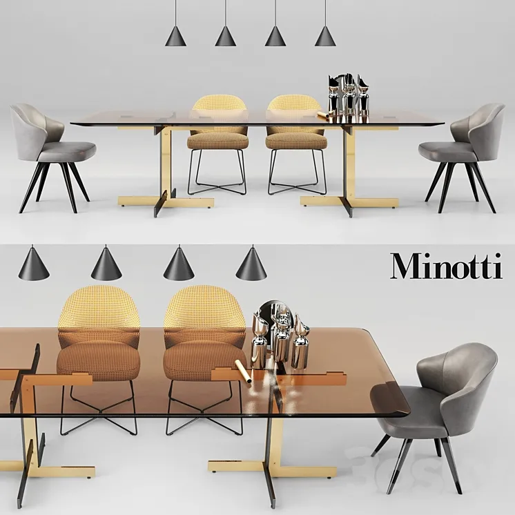 Minotti Catlin Dining Table and Leslie Dining Chairs 3DS Max