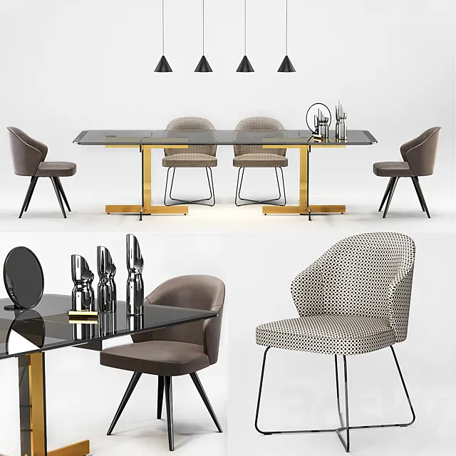 Minotti Catlin Dining Table. Leslie Dining Chairs 3DSMax File