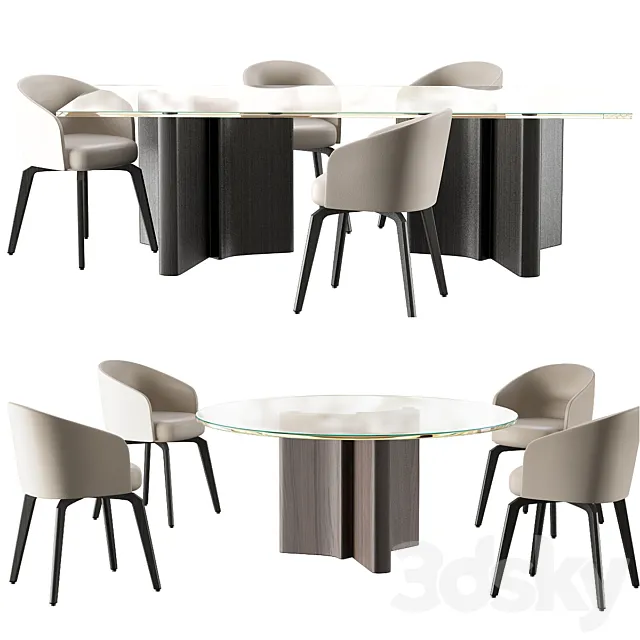 Minotti Chair amelie dining table 3DS Max Model