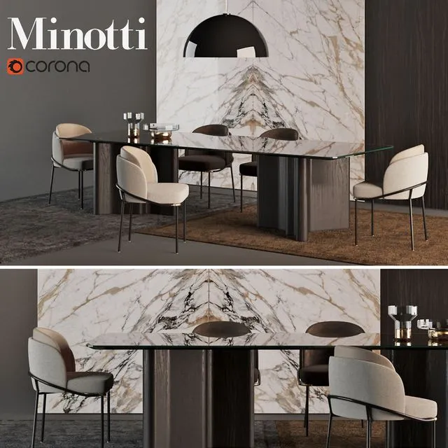 MINOTTI Chair Fil Noir dinning Table Luo dinning 3dsMax Model