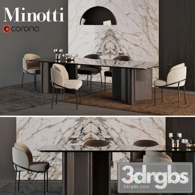 Minotti Coll Table and Chair 3dsmax Download