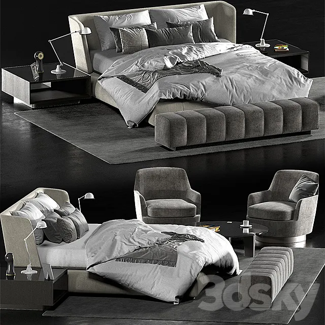 Minotti creed bed Minotti Jacques chair 3DS Max Model