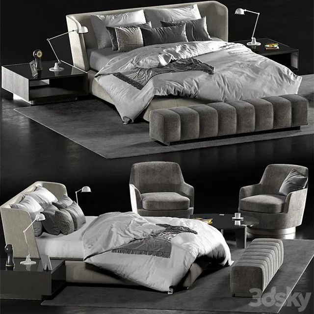Minotti creed bed Minotti Jacques chair 3dsMax Model