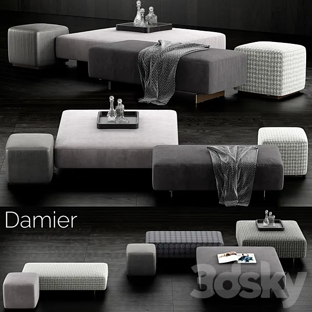 Minotti Damier Ottomans 3DS Max Model