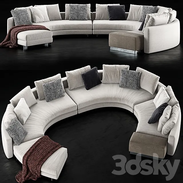Minotti Daniels Sofa 3 3DS Max Model