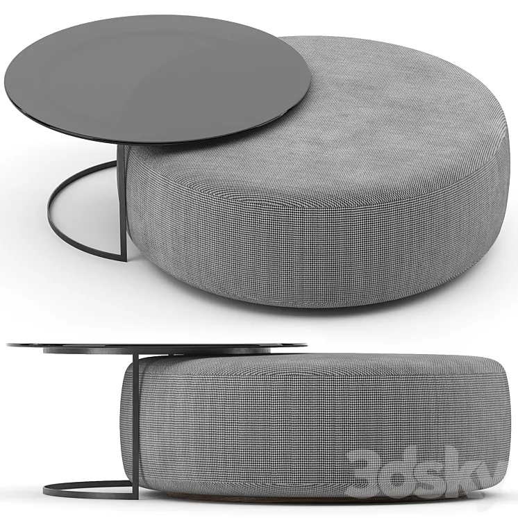 Minotti Davis pouf and table 3DS Max