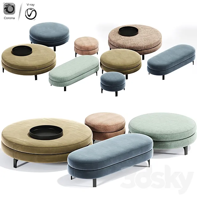 Minotti denny pouf set 3dsMax Model