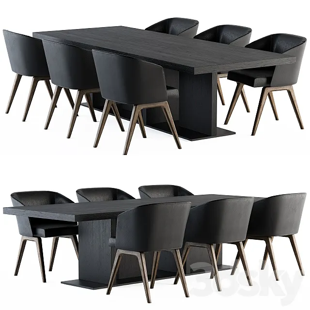 Minotti Dinning with Creed Chair and Toulouse Table 3ds Max