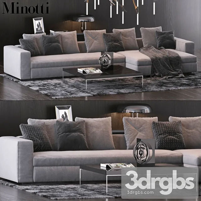 Minotti Fabric Moderm Sofa Set 3dsmax Download