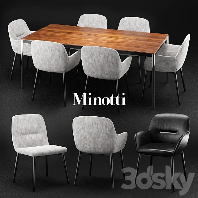 Minotti Flavin chair & Jorn table 3DSMax File
