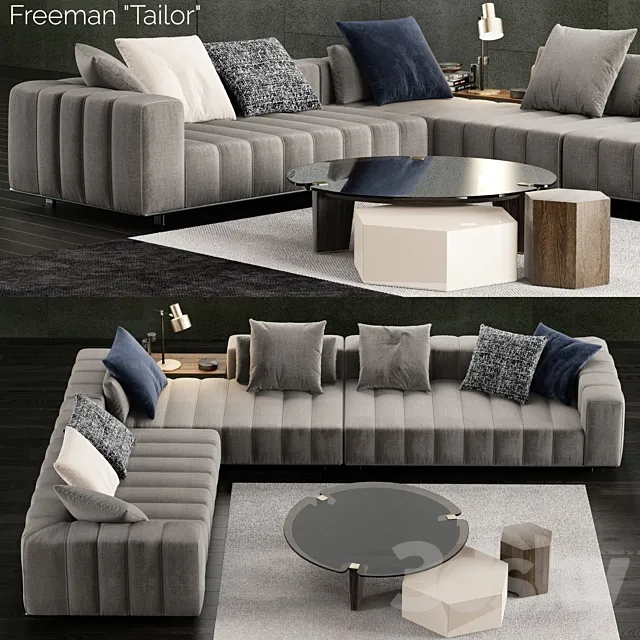 Minotti Freeman Tailor Sofa 2 3DS Max Model