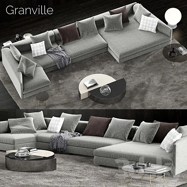 Minotti Granville Sofa 3 3DS Max Model