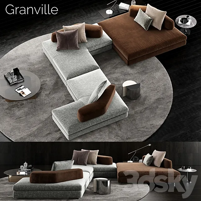 Minotti Granville Sofa 4 3DS Max Model