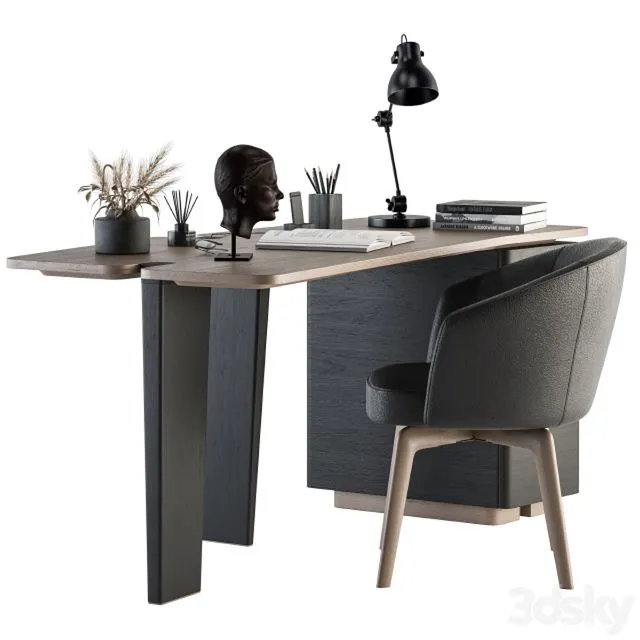 Minotti Jacob Writing Desk – Office Set 156 3dsMax Model