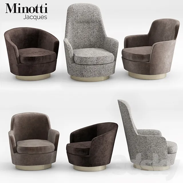 Minotti Jacques Armchairs collection 3DS Max Model