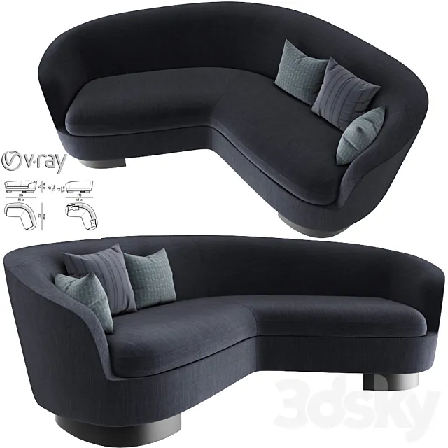 Minotti Jacques Curved Sofa 3DS Max Model