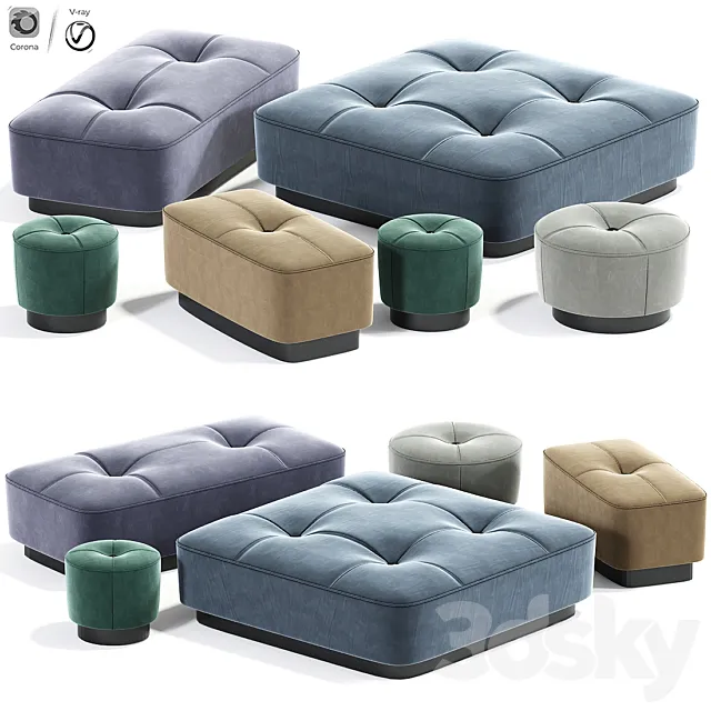 Minotti jacques poufs set 3DSMax File