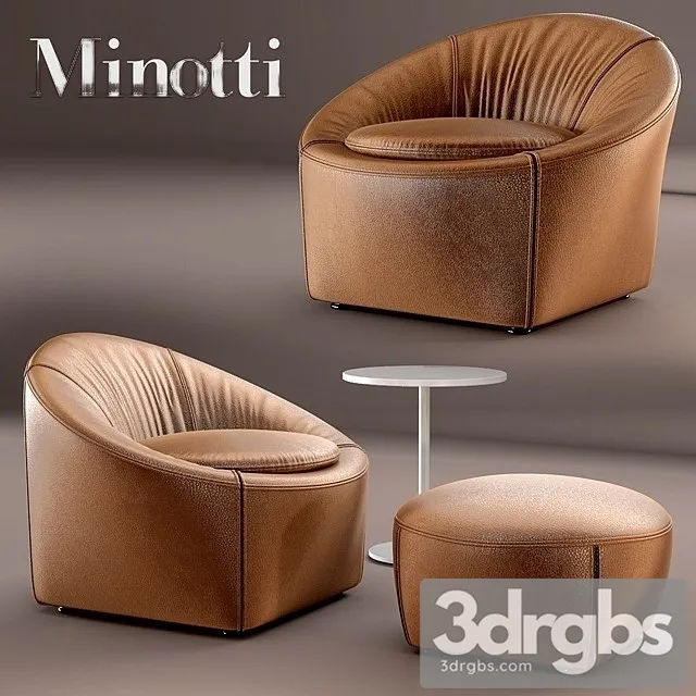 Minotti Leather Brown Armchair 3dsmax Download
