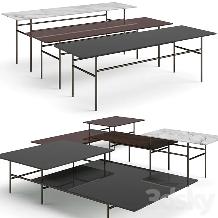 Minotti Lelong double coffee tables set 3DS Max