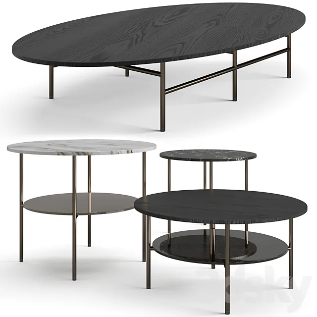 Minotti Lelong23 coffee tables set 3ds Max