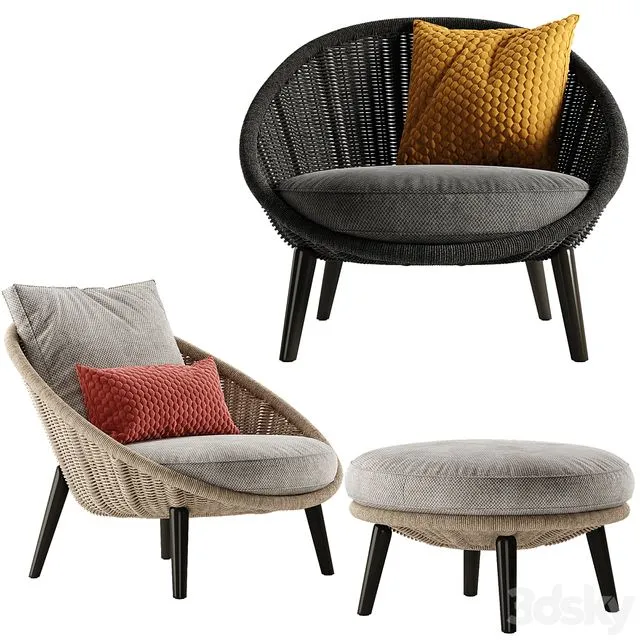 Minotti Lido Cord Armchair 3dsMax Model