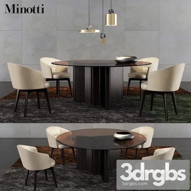Minotti lou dining table and amelie dining chair 2 3dsmax Download