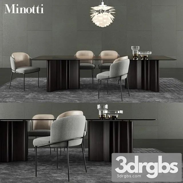 Minotti lou dining table & fil noir dining chair 2 3dsmax Download