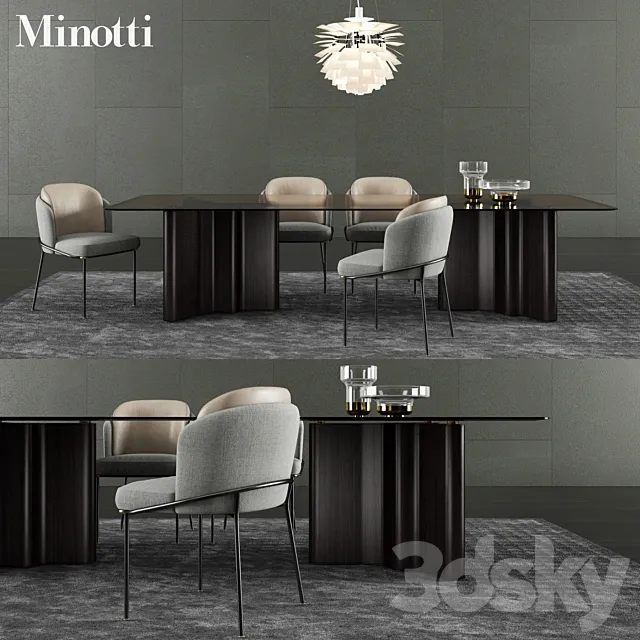 Minotti Lou Dining Table & Fil Noir Dining Chair 3DSMax File