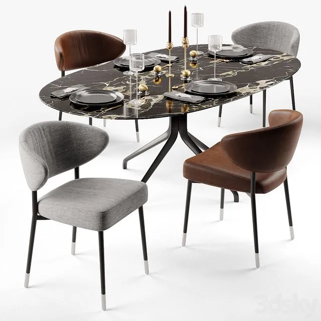 Minotti Mills and Claydon table 3dsMax Model