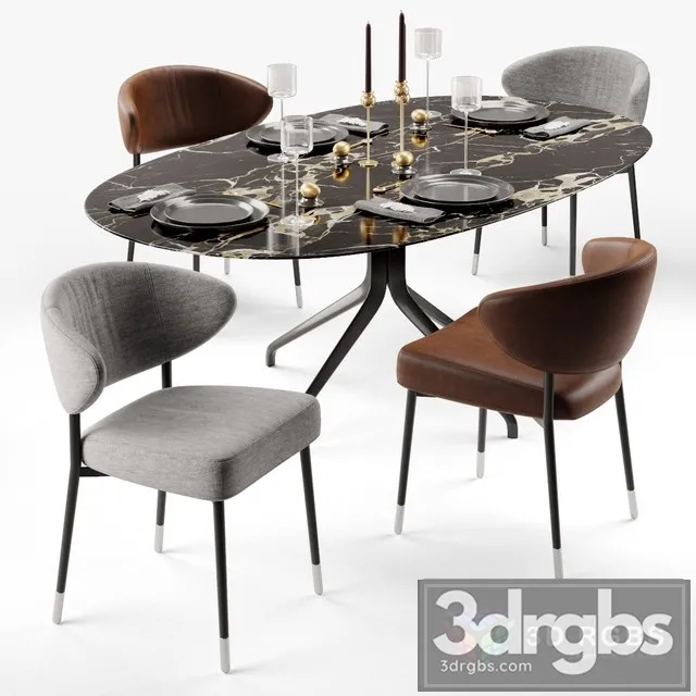 Minotti Mills Chair Claydon Table 3dsmax Download